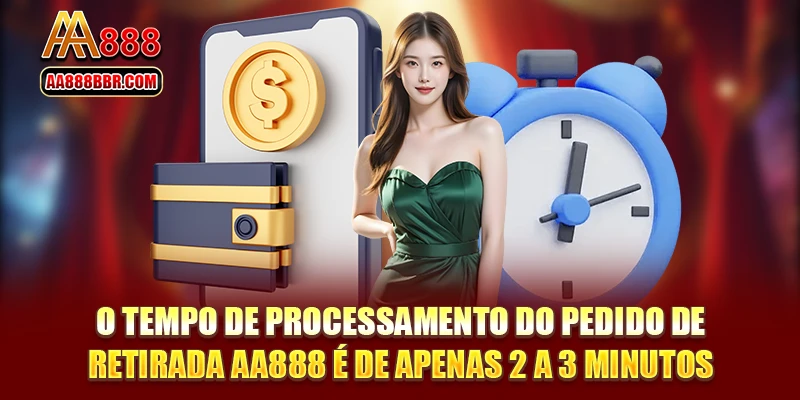 O tempo de processamento do pedido de retirada AA888 é de apenas 2 a 3 minutos
